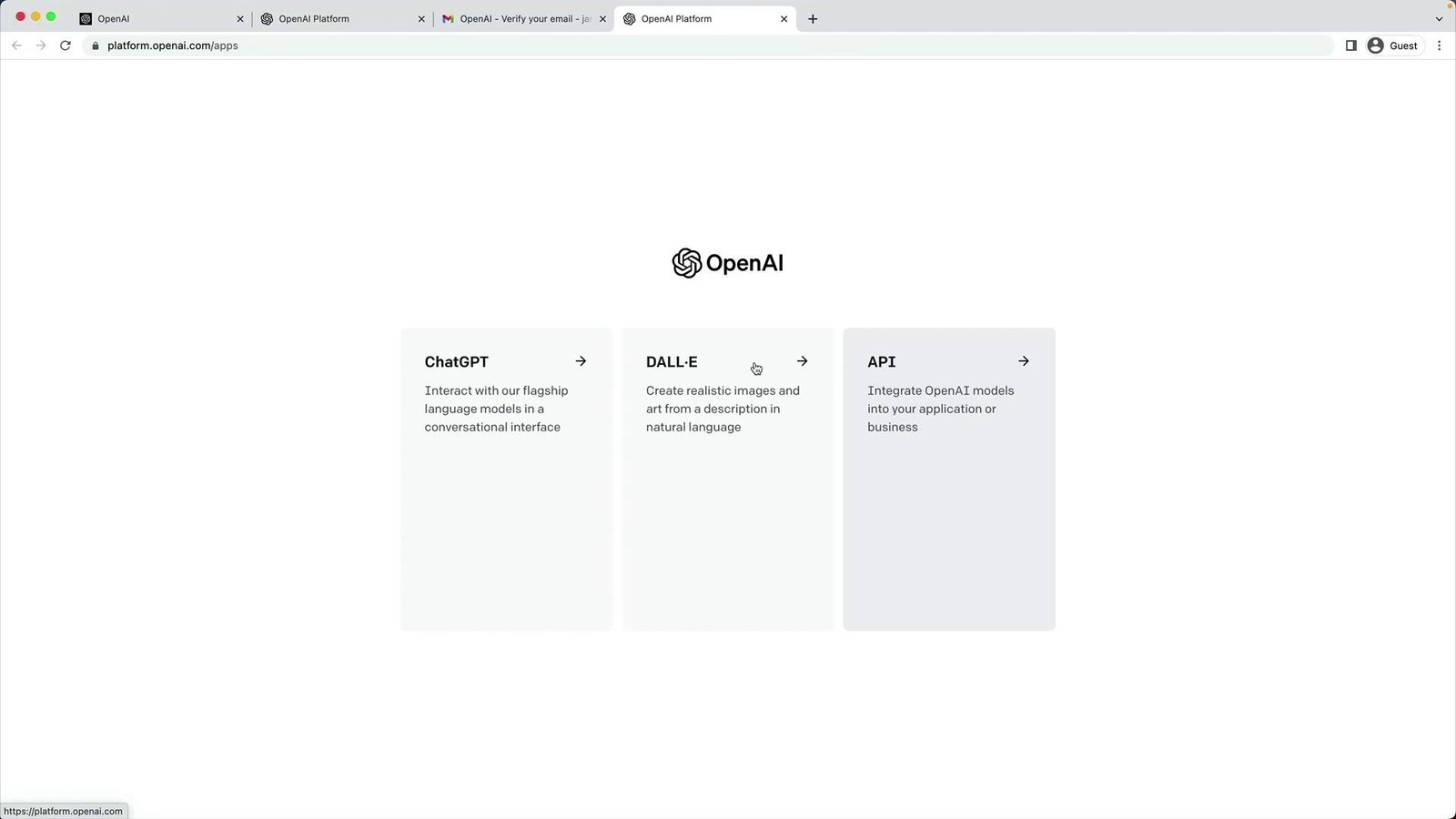 OpenAI signup page